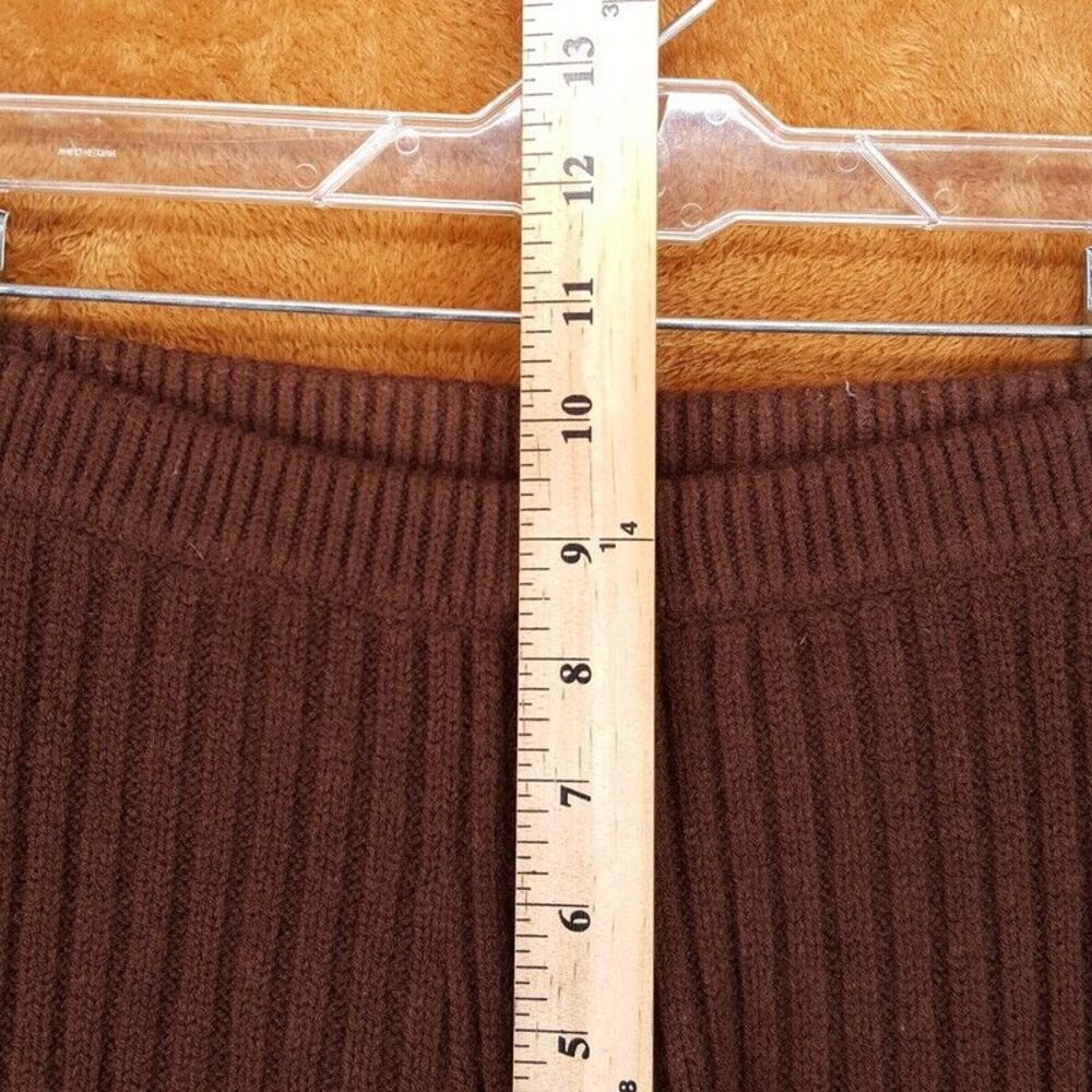 RONNY KOBO Pants Womens XS Brown Pull On Ribbed Knit Flare Slit Ankle Stretch - Picture 5 of 7